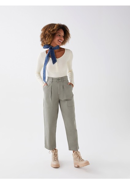 Yeni Sezon Rahat Kalıp Düz Gabardin Kadın Pantolon