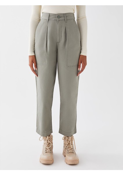 Yeni Sezon Rahat Kalıp Düz Gabardin Kadın Pantolon fırsatları