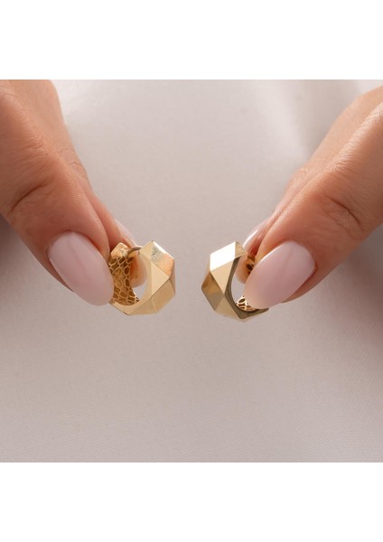 Geometrik Model 14 Ayar Altın Küpe