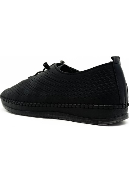 Hakiki Deri Siyah Renk Ortopedik Düz Taban Kadın Babet Ayakkabı fırsatları