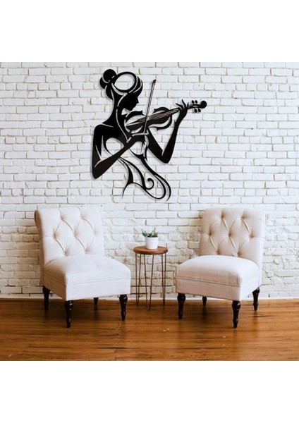 Keman Çalan Kadın Metal Duvar Dekoru – Sanatsal Minimalist Tasarım fiyatları