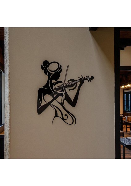 Keman Çalan Kadın Metal Duvar Dekoru – Sanatsal Minimalist Tasarım fırsatları