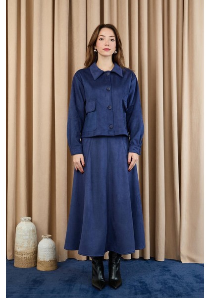 Kadın Cep Detaylı Scuba Süet Ceket Takım 14397 indirimleri