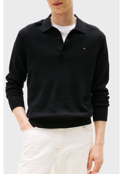 Pamuklu Regular Fit Polo Yaka Kazak Erkek Kazak MW0MW36519 Bds