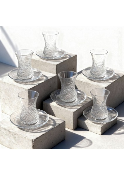 Güral Cam 12 Parça 6 Kişilik Çay Takımı Mystıc modelleri