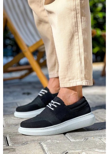 Lvsqvr KB-042 Kuback Bağcıklı Siyah Deri Tozu Beyaz Taban Günlük Erkek Ayakkabı (Numara: 41) fırsatları