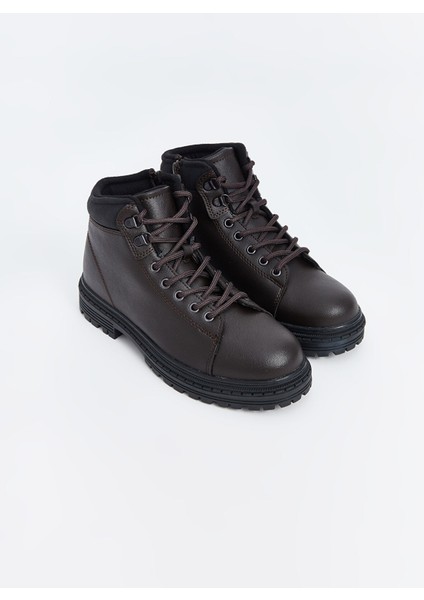 Yeni Sezon Bağcıklı Deri Görünümlü Erkek Bot