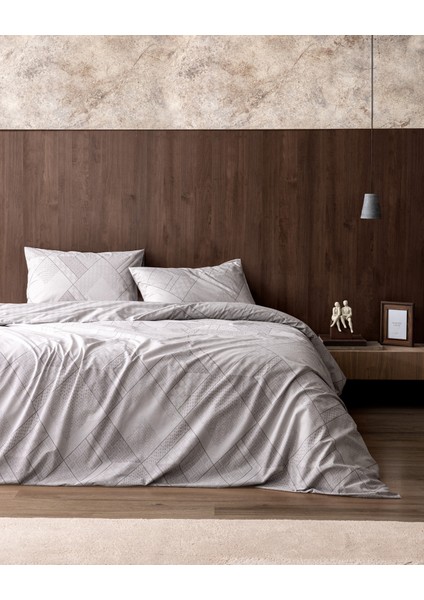 Aurelie Tek Kişilik %100 Pamuk Ranforce Baskılı Nevresim Takımı - Gri