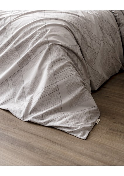 Aurelie Tek Kişilik %100 Pamuk Ranforce Baskılı Nevresim Takımı - Gri