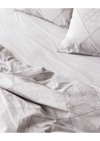 Aurelie Tek Kişilik %100 Pamuk Ranforce Baskılı Nevresim Takımı - Gri