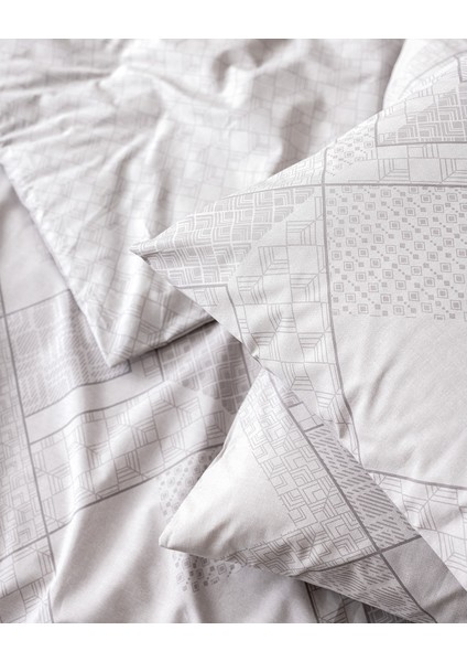 Aurelie Tek Kişilik %100 Pamuk Ranforce Baskılı Nevresim Takımı - Gri