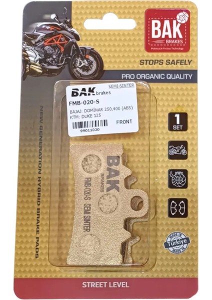 Yarı Sinterli Balata Fmb 020-S Bajaj Domınar 250-400 Ktm Rc D