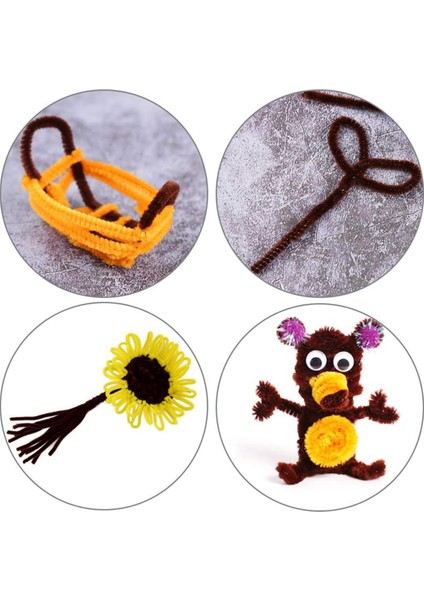 Şönil Tel, El Işi, Dıy, Hobi ve Çiçek Yapım Teli, Kahverengi, 100 Adet, 6 mm - 30 cm modelleri