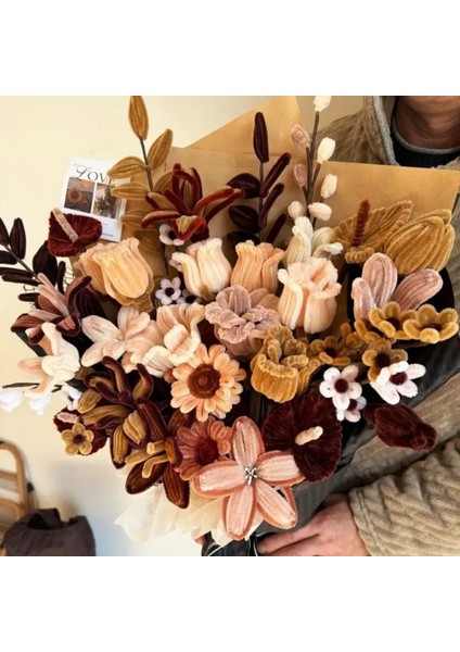 Şönil Tel, El Işi, Dıy, Hobi ve Çiçek Yapım Teli, Kahverengi, 100 Adet, 6 mm - 30 cm indirimleri