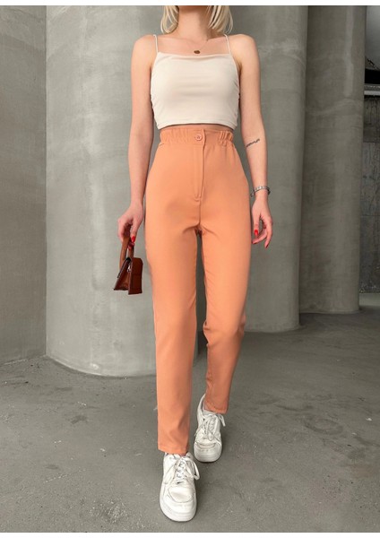 Lvsqvr Beli Lastikli Karamel Pantolon Somon (Beden: M)