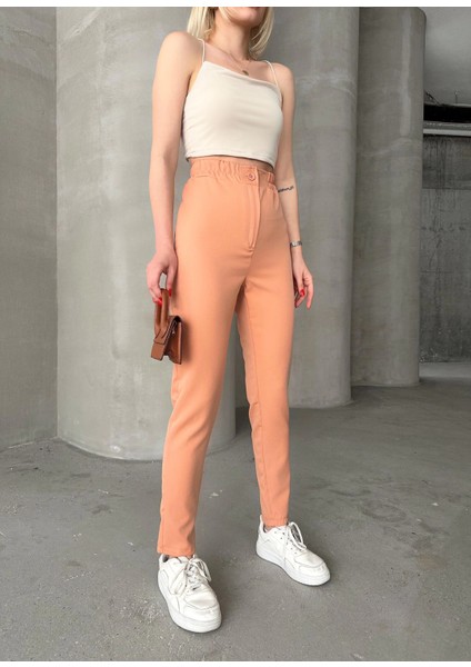 Lvsqvr Beli Lastikli Karamel Pantolon Somon (Beden: M) fırsatları