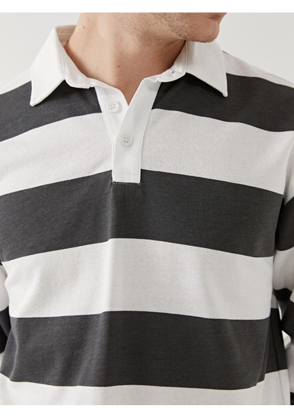 Yeni Sezon Polo Yaka Uzun Kollu Çizgili Erkek Kalın Sweatshirt modelleri