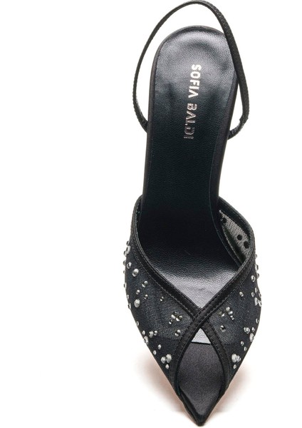 Cros Siyah Tekstil Kadın Topuklu Sandalet modelleri