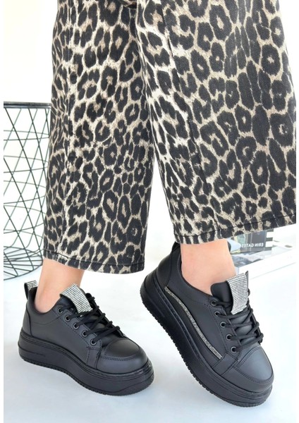 Lvsqvr Leope Siyah Cilt Bağcıklı Spor Ayakkabı (Numara: 37) fiyatları