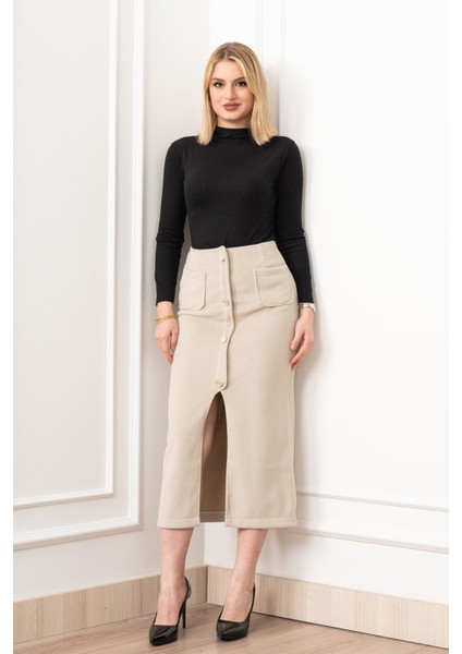 Velora Signature Wool Slit Skirt modelleri