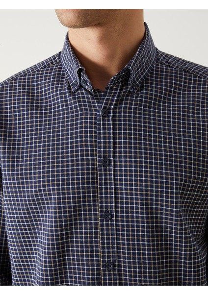 Yeni Sezon Slim Fit Uzun Kollu Ekose Poplin Erkek Gömlek modelleri