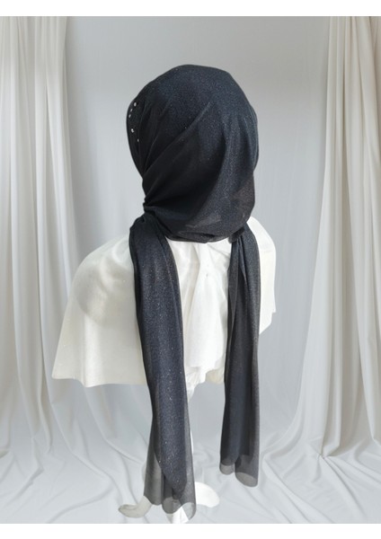 Simli Siyah Zehra Model Hazır Türban Hazır Şal Abiye Şal fırsatları