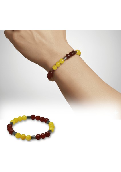 Küre Kesim Sarı Kırmızı Jade Akik Hematit Doğaltaş Erkek Taraftar Bileklik fiyatları