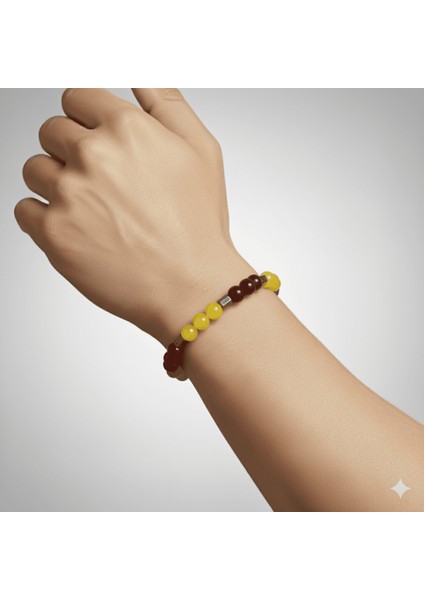 Küre Kesim Sarı Kırmızı Jade Akik Hematit Doğaltaş Erkek Taraftar Bileklik modelleri