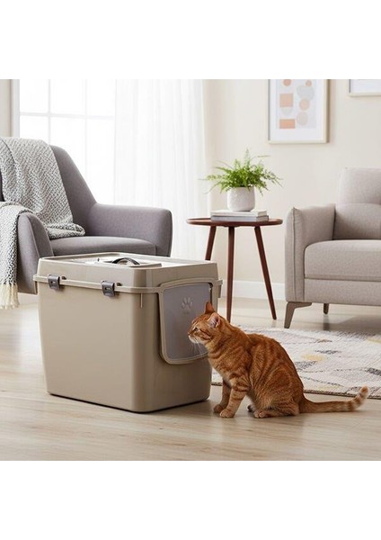 Handor Kapalı Kedi Tuvaleti XXL 57X39X43 - Bej modelleri