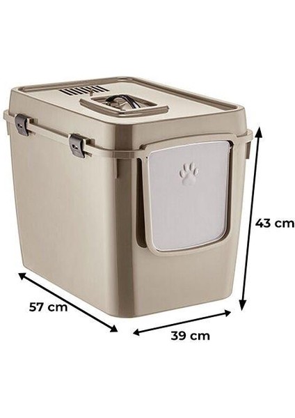 Handor Kapalı Kedi Tuvaleti XXL 57X39X43 - Bej fırsatları
