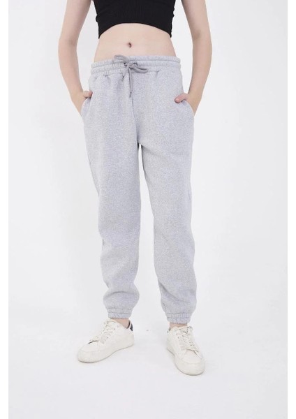 Üç Iplik Basic Lastikli Eşofman Pantolon - Gri