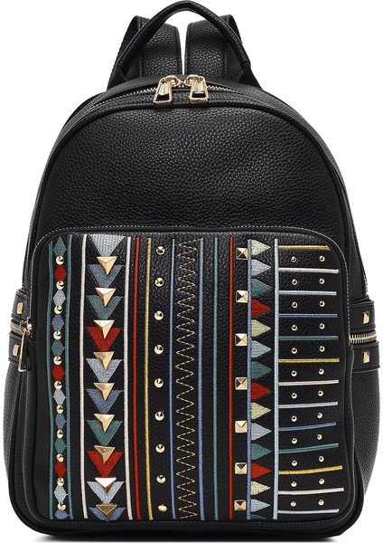 Kadın Siyah Baskılı Sırt Çantası 25ABD265326