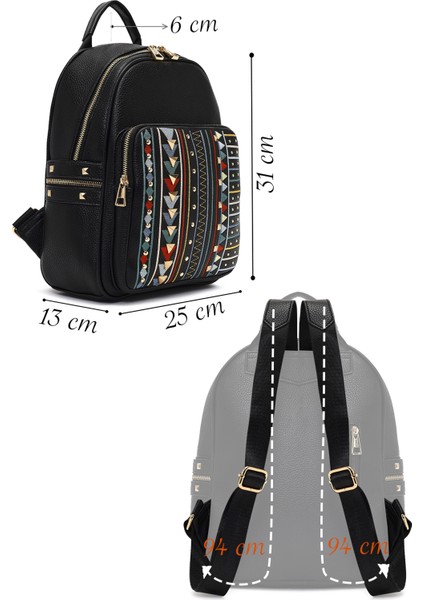 Kadın Siyah Baskılı Sırt Çantası 25ABD265326 fiyatları