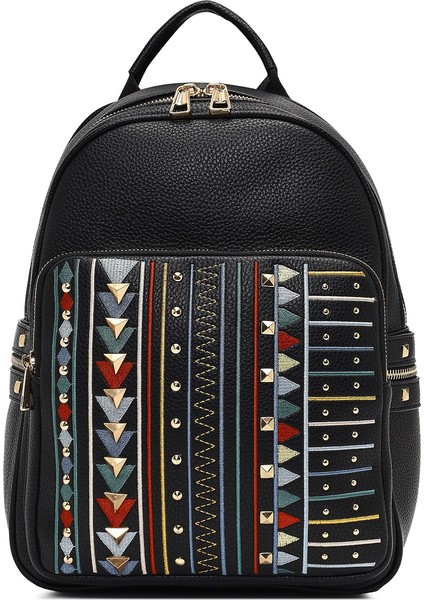 Kadın Siyah Baskılı Sırt Çantası 25ABD265326 fırsatları