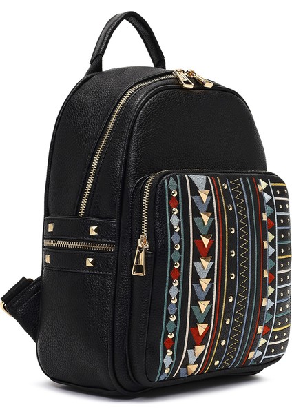 Kadın Siyah Baskılı Sırt Çantası 25ABD265326 indirimleri