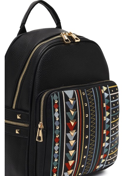 Kadın Siyah Baskılı Sırt Çantası 25ABD265326