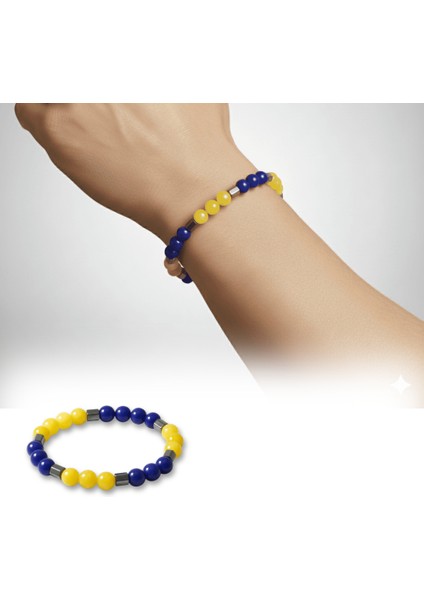 Küre Kesim Sarı Lacivert Jade Hematit Doğaltaş Erkek Taraftar Bileklik fiyatları