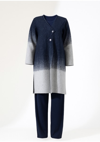 Düğme Kapama Örme Ceket Üç Parça Takım