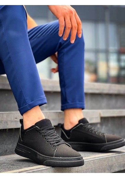 Lvsqvr KB-X204 Kuback Siyah Keten Siyah Yüksek Taban Günlük Erkek Spor Ayakkabı (Numara: 42)