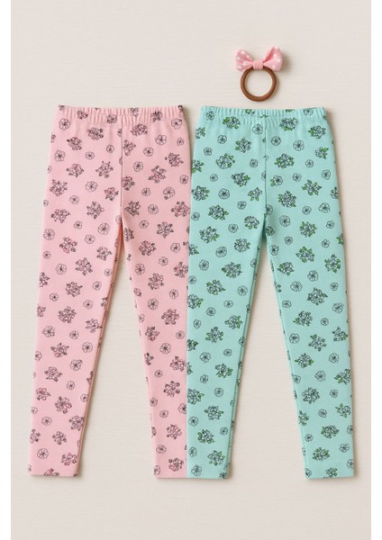 2'li Kışlık Şardonlu Baskılı Çocuk Tayt Seti - Sıcak ve Esnek