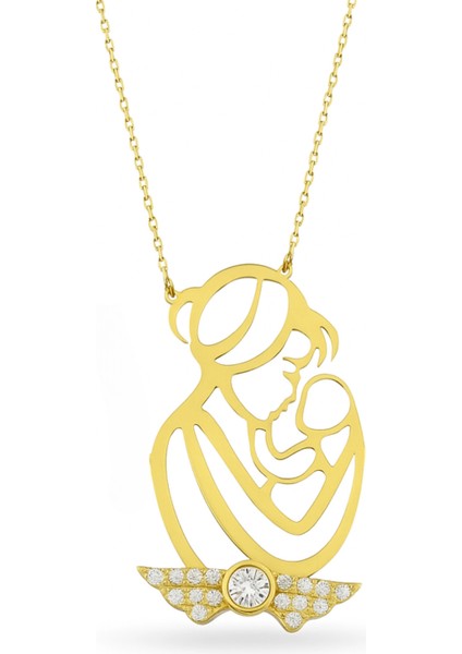 14 Ayar Altın Anne ve Bebek Kolye modelleri