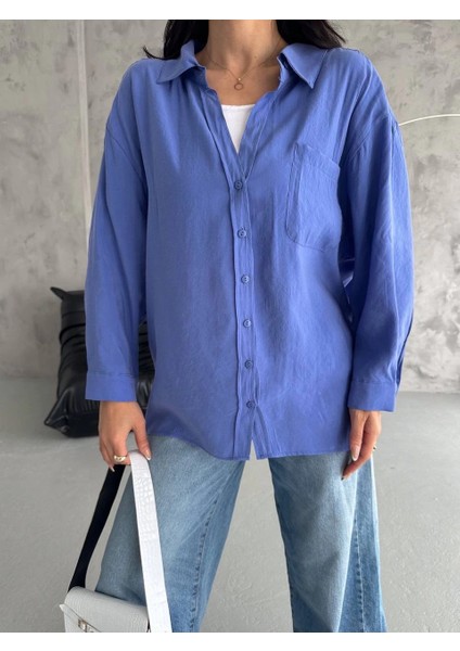 Lvsqvr Modal Oversize Cepli Gömlek Mavi (Beden: Standart) fiyatları