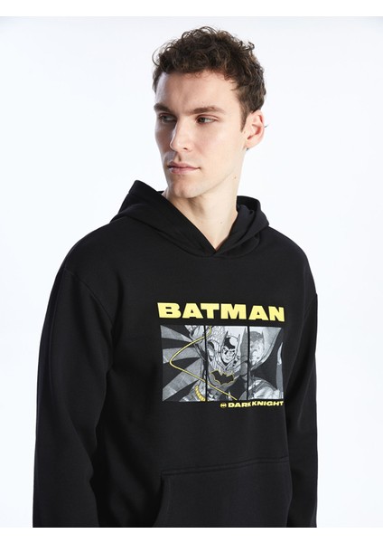 Yeni Sezon Uzun Kollu Batman Baskılı Erkek Kalın Hoodie modelleri