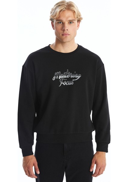 Yeni Sezon Bisiklet Yaka Uzun Kollu Erkek Kalın Sweatshirt