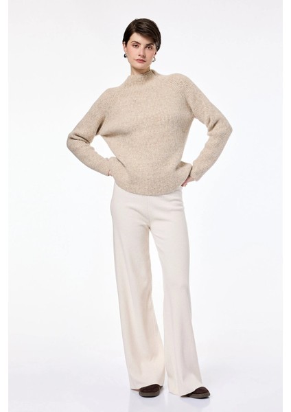 Kadın x Sibil Çetinkaya - Düz Bol Paça Triko Pantolon 6WAK40014HT