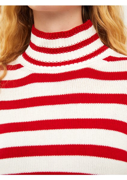 Yeni Sezon Balıkçı Yaka Çizgili Uzun Kollu Kadın Triko Kazak fırsatları