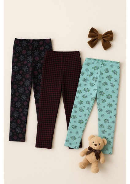 3'lü Kışlık Şardonlu ve Jakarlı Çocuk Tayt Seti - Sıcak ve Esnek