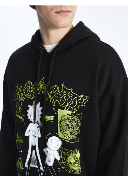 Yeni Sezon Uzun Kollu Rick And Morty Baskılı Erkek Kalın Hoodie fırsatları
