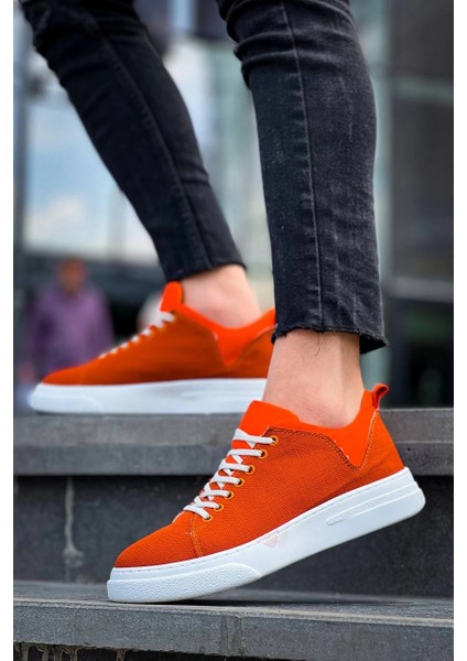 Lvsqvr KB-X204 Kuback Turuncu Keten Beyaz Yüksek Taban Günlük Erkek Spor Ayakkabı (Numara: 41) indirimleri