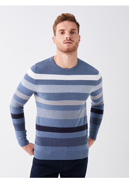 Yeni Sezon Bisiklet Yaka Uzun Kollu Çizgili Erkek Triko Kazak